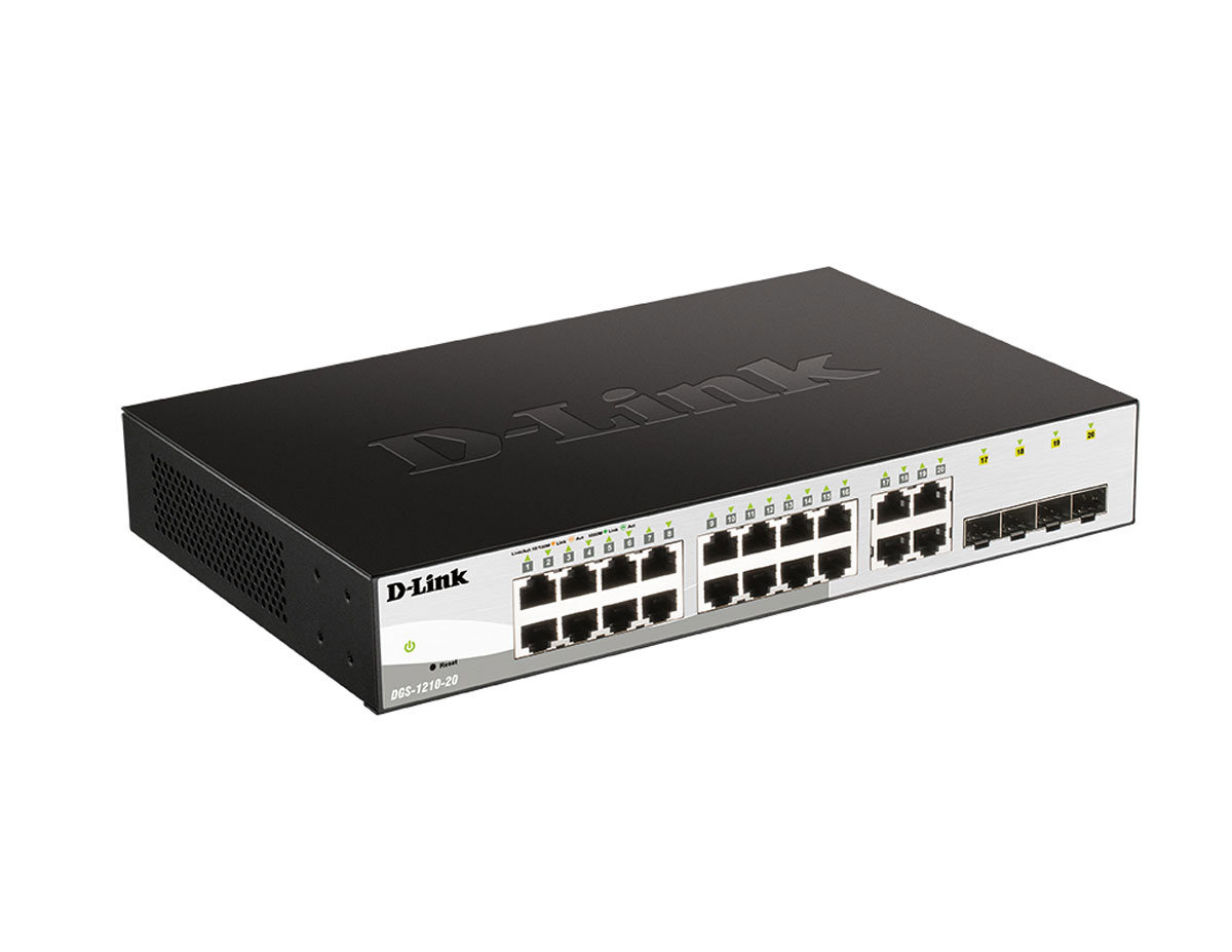DGS-1210-20/F1A 16 Port 10/100/1000 Mbps + 4SFP Yönetilebilir Switch