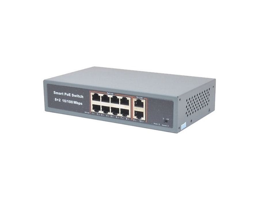 ISS-1010PG 8 Port POE (120W)+2PORT GB Uplink 250M Aktif POE Switch