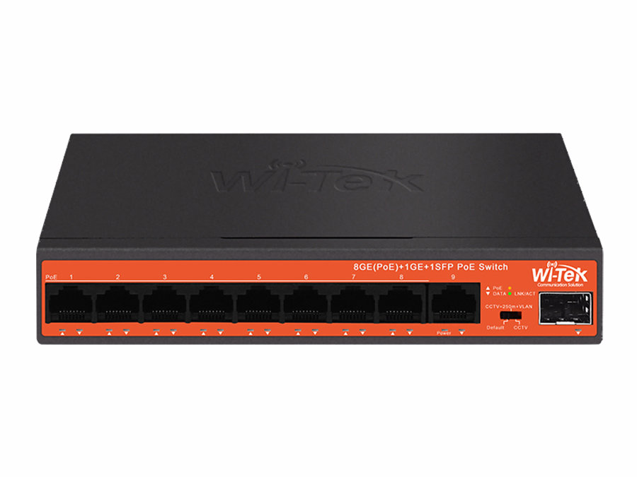 WI-PS309GFH - 8GE+1GE+1SFP+CCTV 250M+65W  PoE Switch