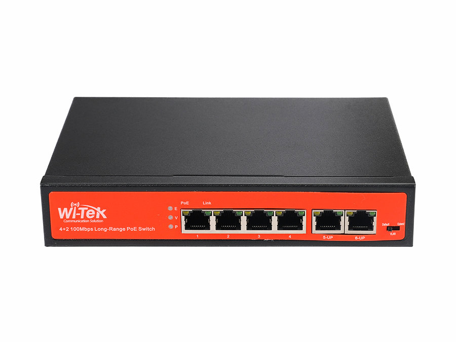 WI-PS205 - 4FE+2FE Uplink+HiPoE+250M+Watchdog +65W PoE Switch