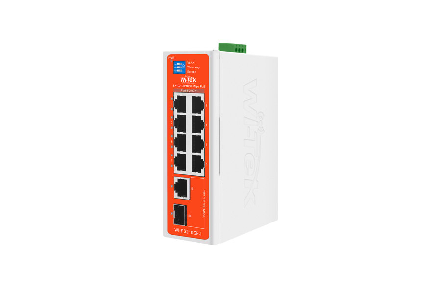 WI-PS212GF-I V2 8FE+1 GE+1 SFP Fiber Uplink Endüstriyel PoE Switch