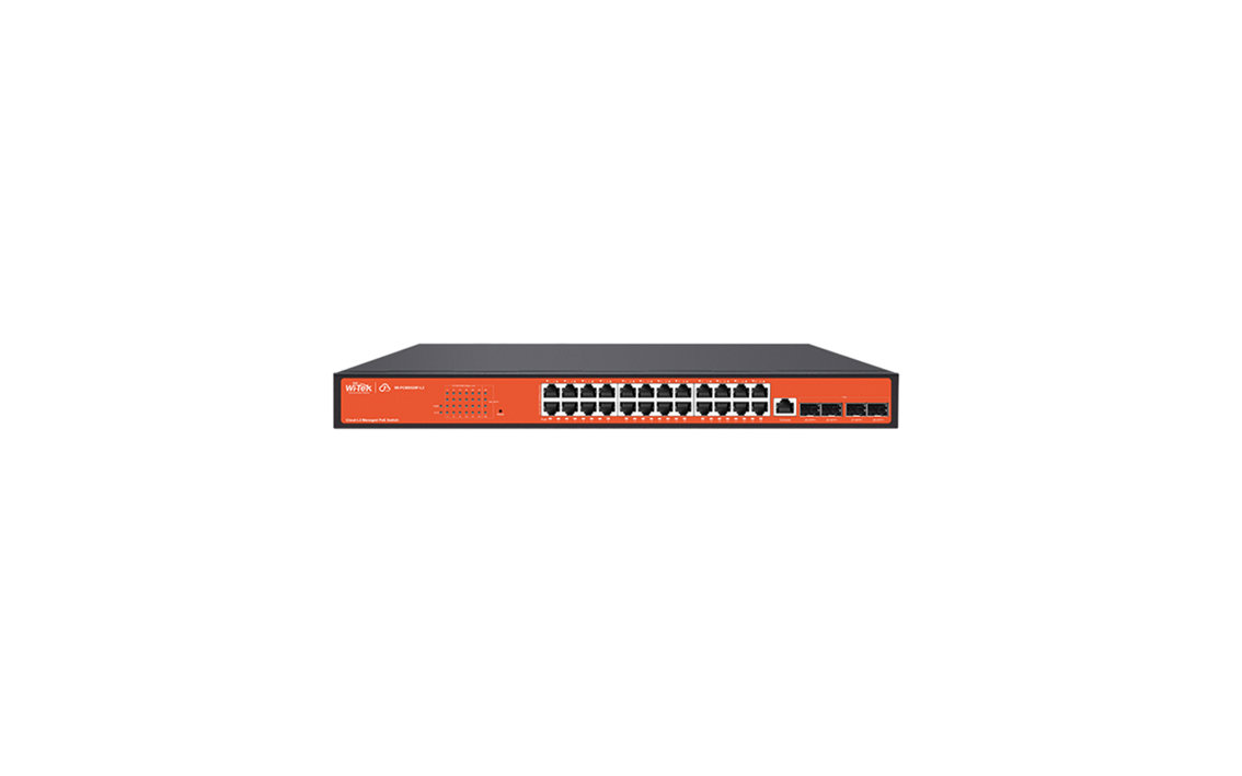WI-PCMS528F-L3 24 Gigabit Ethernet RJ-45 PoE+ ports and 4 10G SFP+Slots
