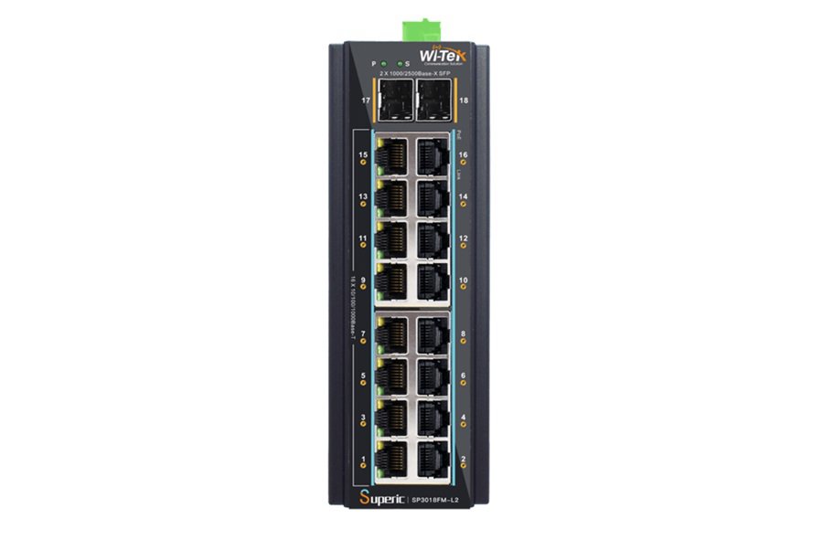WI-SP3018FM-L2 - 16 GE+ 2 SFP 240W L2 Yönetilebilir Endüstriyel Swicth
