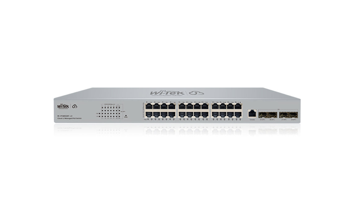 WI-PCMS528F-L3 V2 24GE PoE + 4*10G SFP Uplink 370W L3 Yönetilebilir Switch