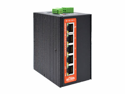 Wi-Tek - WI-PS305G-I-DC - 5 Gigabit Ports Unmanaged 48V 802.3 af/at PoE Switc